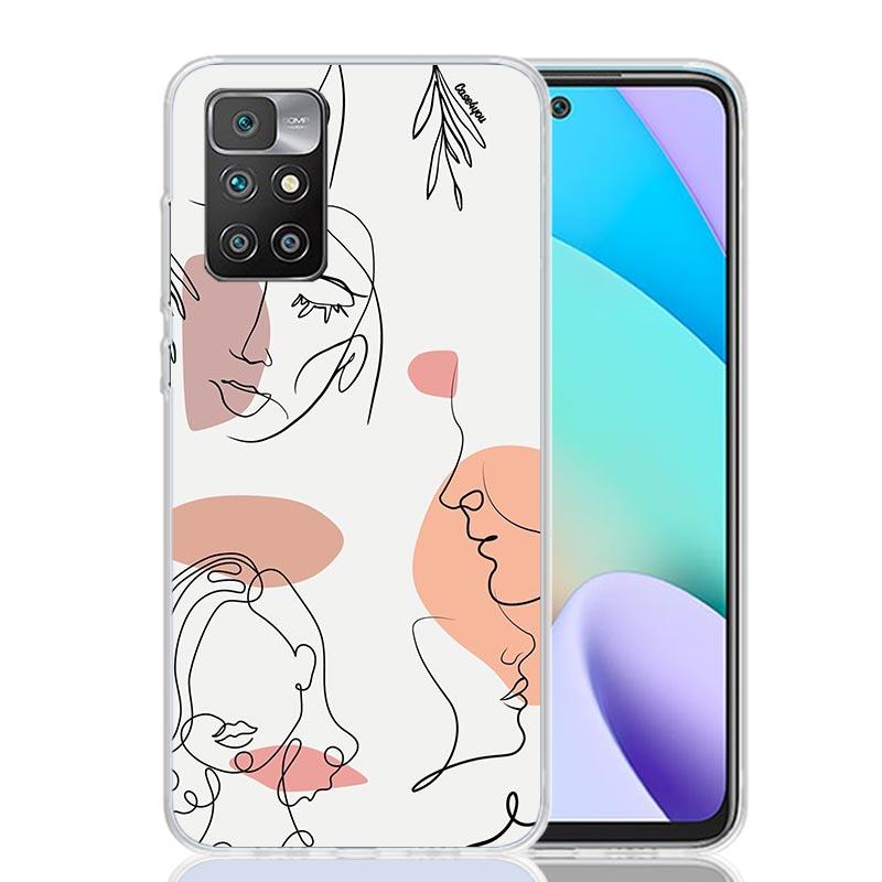 Abstract Line Women Face Case Phone Cover for Xiaomi Redmi 13 13C 14C 12 12C 10 10C 10A 9 9C 9A 9T 8 8A 7 7A 6 Pro 6A K70 K60 K4