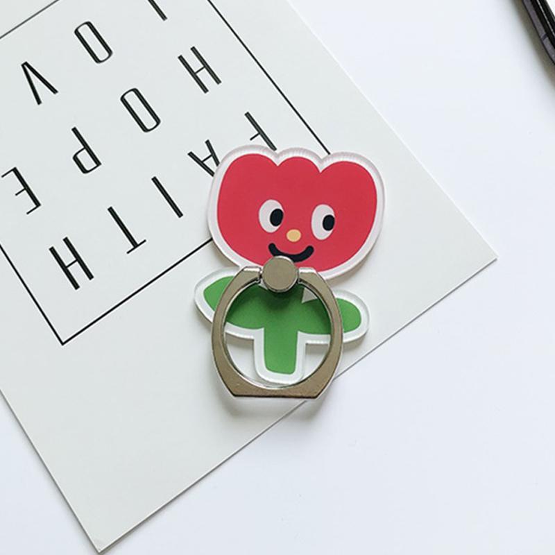 Cute Bear Phone Holder Flowers Finger Ring Stand Lazy Bracket Phone Kickstand