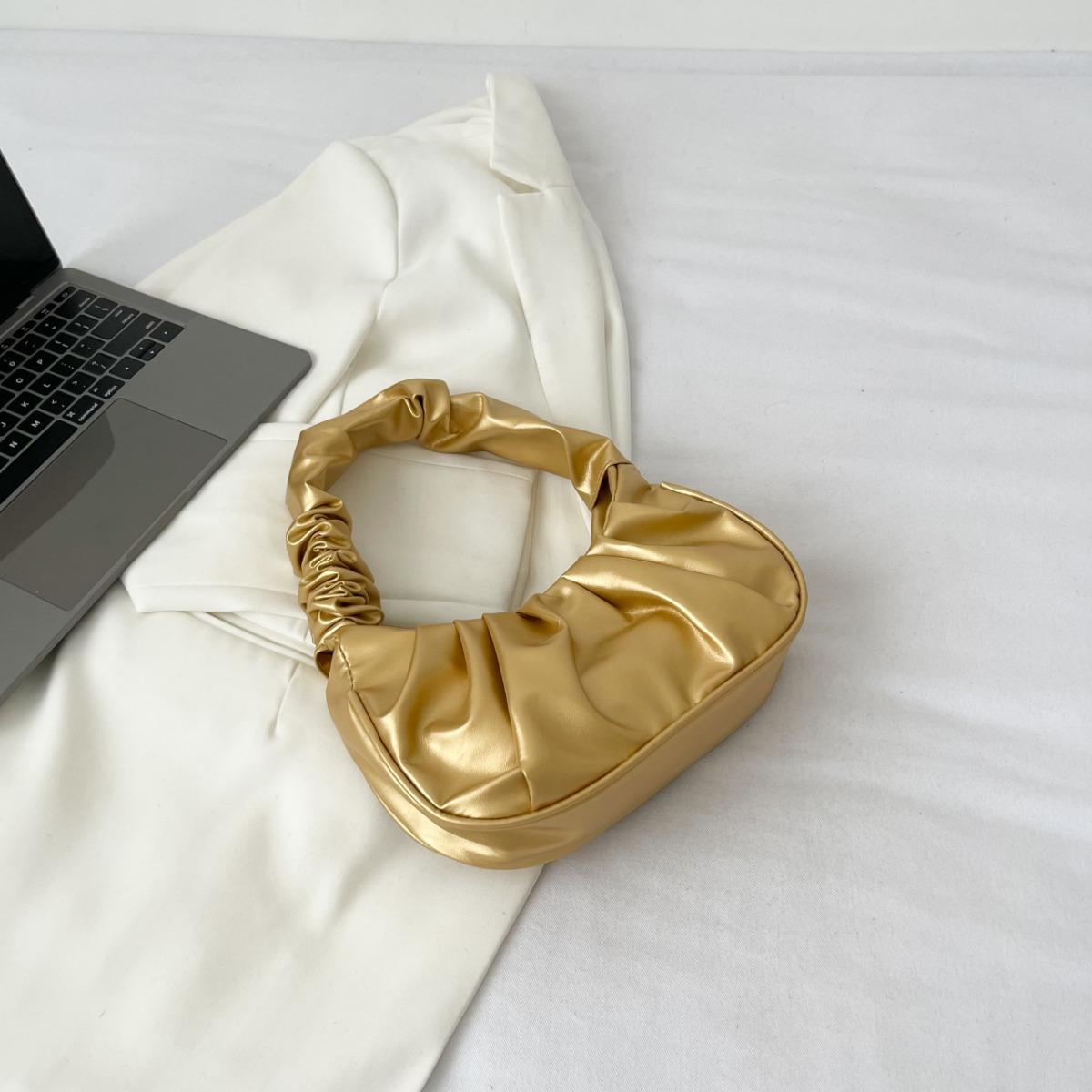 

Новая корейская сумка-пельмень на плечо, сумка во французском стиле, модная сумка-облако, плиссированная женская сумка золотой