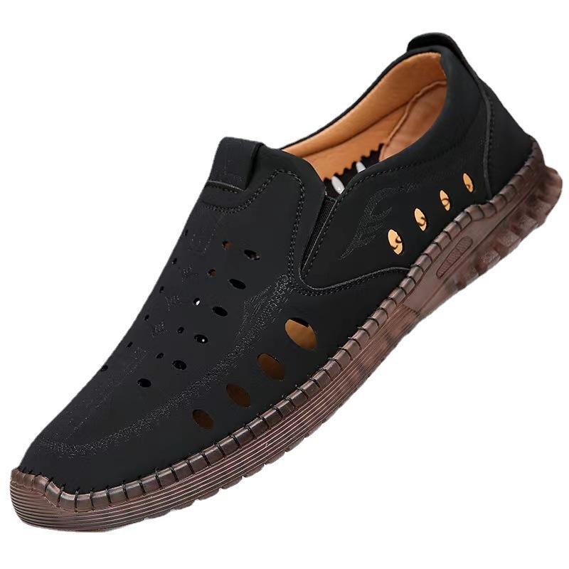 New Men's Hollow Casual Shoes Summer Fashionable Men's Shoes Comfortable and Breathable Shoes with One Foot Dad Casual Men's Shoes