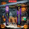 2D Flat, 2pcs 2D Flat Brother Classic Halloween Purple Black Dark Theme, 30.48X179.83 cm Polyester Door Couplet, Trick or Treat Slogan Design, Suitabl