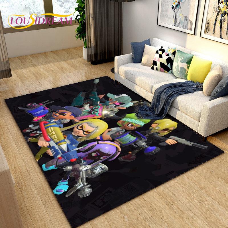 PC Splatoon, Game Gamer Cartoon Bereich Teppich, Teppich Teppich für Wohnzimmer Schlafzimmer Sofa Fußmatte Dekoration, Kinder spielen rutschfeste Bodenmatte