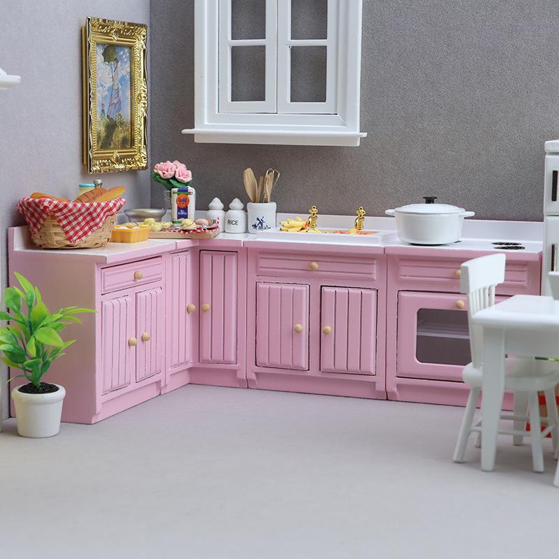 1:12 Mini Dollhouse Kitchen Cabinet & Sink Set - Miniature Food Toy Model
