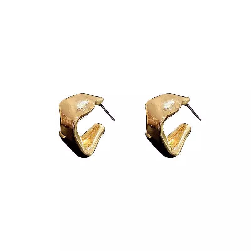 925 Silver Irregular Korean Trendy Hoop Earrings for Women - Net Red Temperament Design.