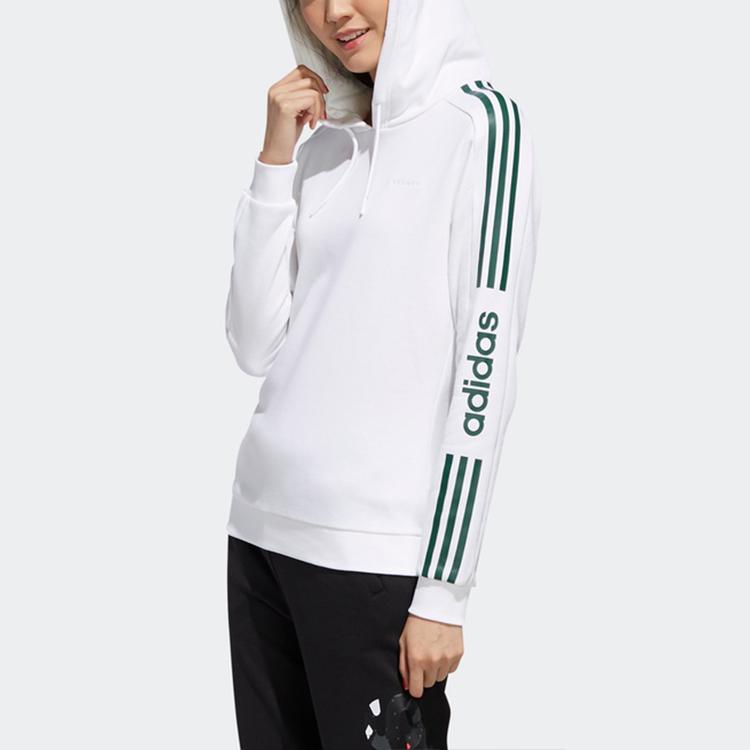 Adidas Neo W Base Sweat Hoodie Logo Striped Print Pullover Women Hoodies White GC9906