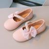 Kids Mary Janes Shoes for Party Wedding Children Elegant Princess Shoes with Bow-knot Girls Pearls Flats Leather Shoes Round-toe