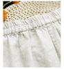 Tide Women's Spring Elastic Waist Cotton Linen Straight Leg Pants with Retro Embroidery