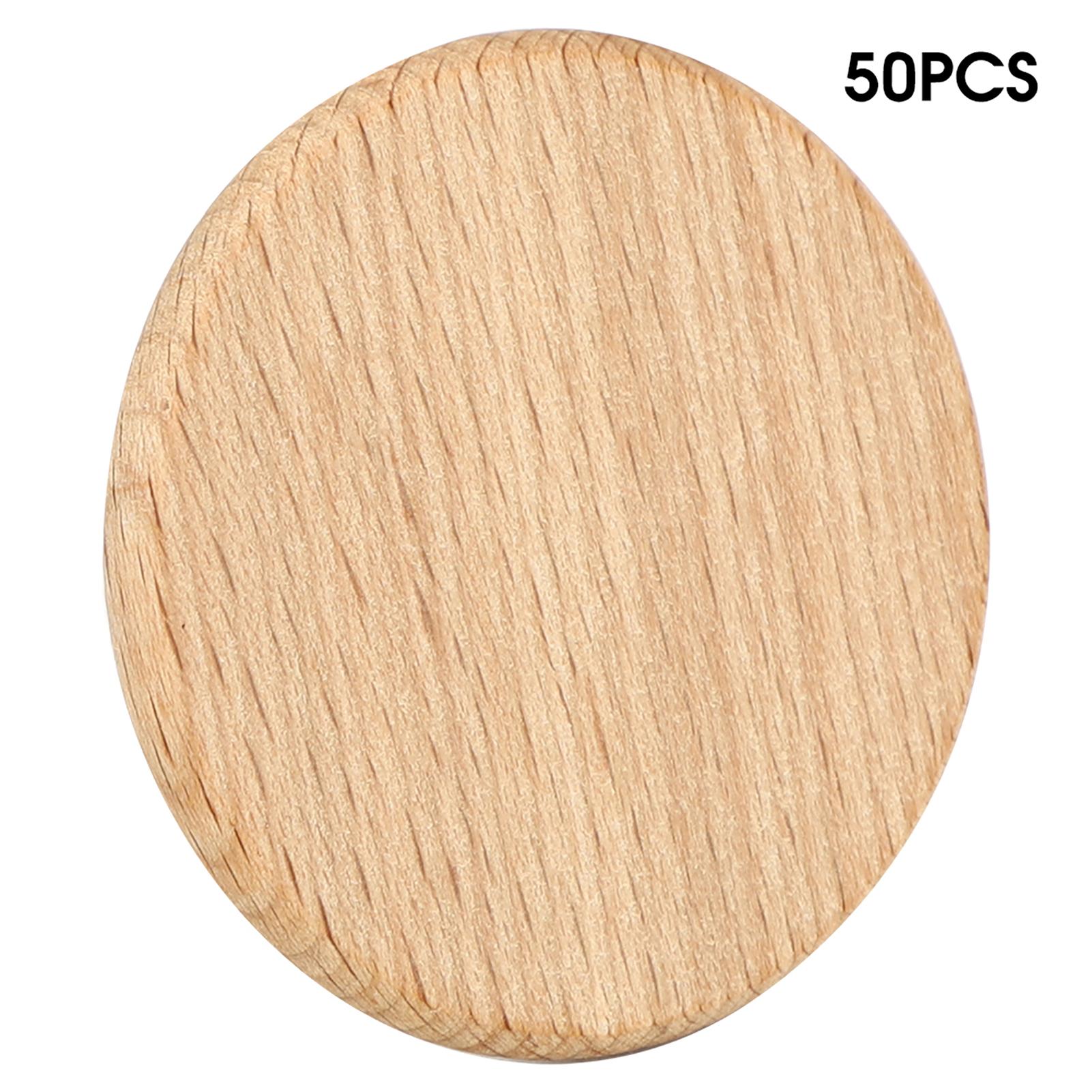 

50 шт. круглых деревянных заготовок, ломтиков, бука, чипа, без отверстия, сделай сам, украшения ручной работы, аксессуары(6см )
