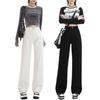 Autumn straight-leg pants women's versatile simple fashion, thin and tall commuting temperament wide-leg straight jeans tide