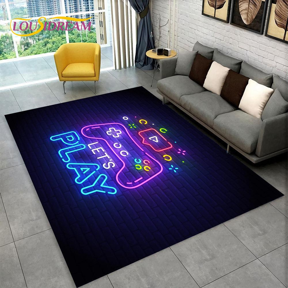 Cartoon Gamer Game Gamepad Area Rug,Carpet Rug for Living Room Kids Bedroom Sofa Kitchen Doormat Decor,Child Non-slip Floor Mat