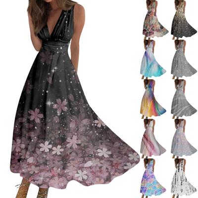 Women's Long Dress Dress Casual Dress Swing Dress A Line Dress Floral Fashion Streetwear Outdoor Daily Date Print Sleeveless V Neck Dress
