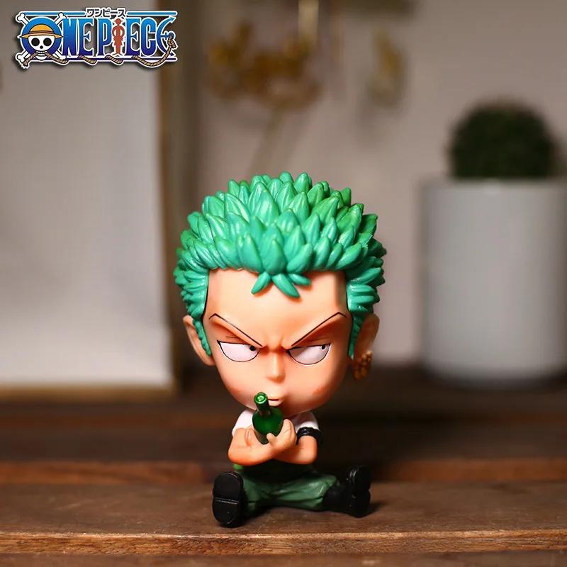 Anime One Piece Figurka Akcji Świąteczna 8-10 cm PVC Luffy Roronoa Zoro Urocze Ozdoby Wersja Q Dekoracja Samochodu Model Kolekcjonerski