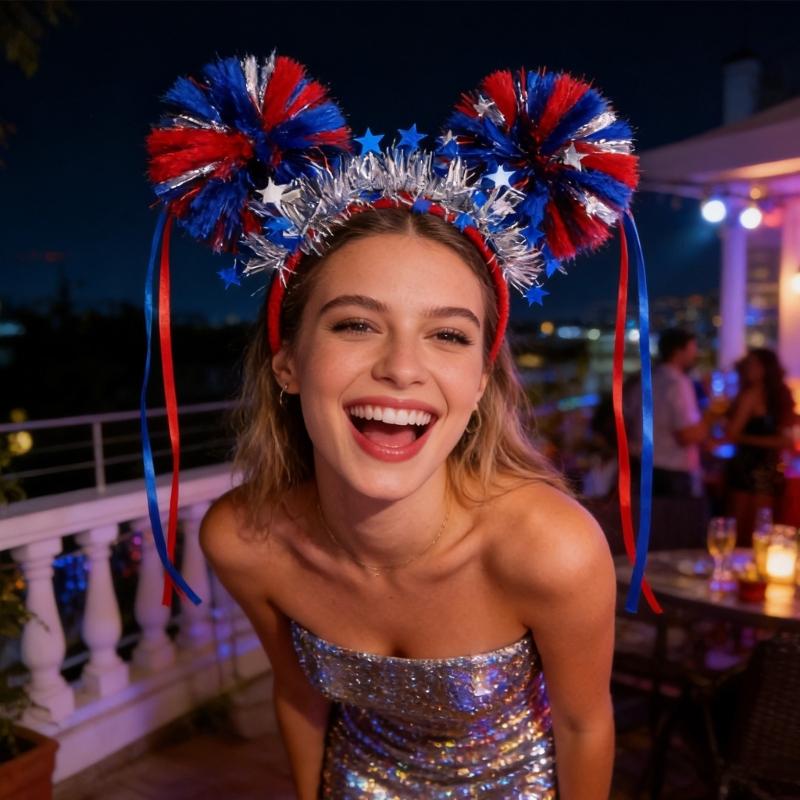 Patriotic Headband For Independence Day With Stripes Design Comfortable Plastic Hair Accessories For Adults Kids