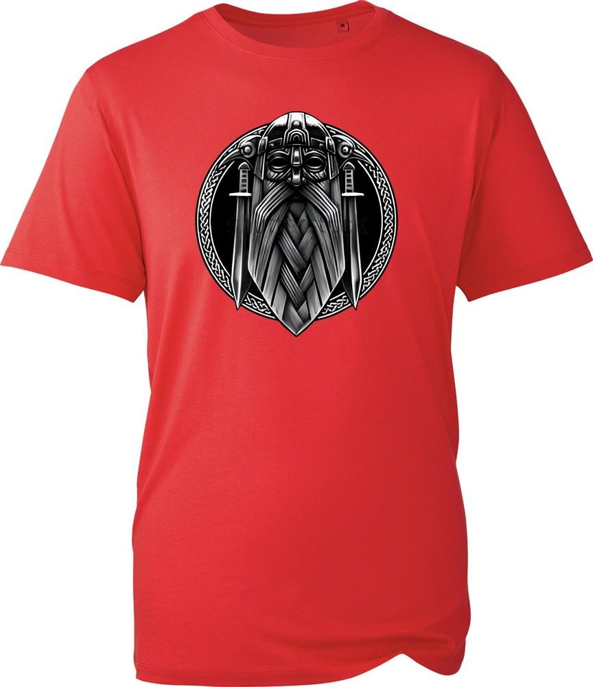Viking Unisex T Shirt Nordic Warrior Helmet Graphic Print Black Cotton Tee Top S