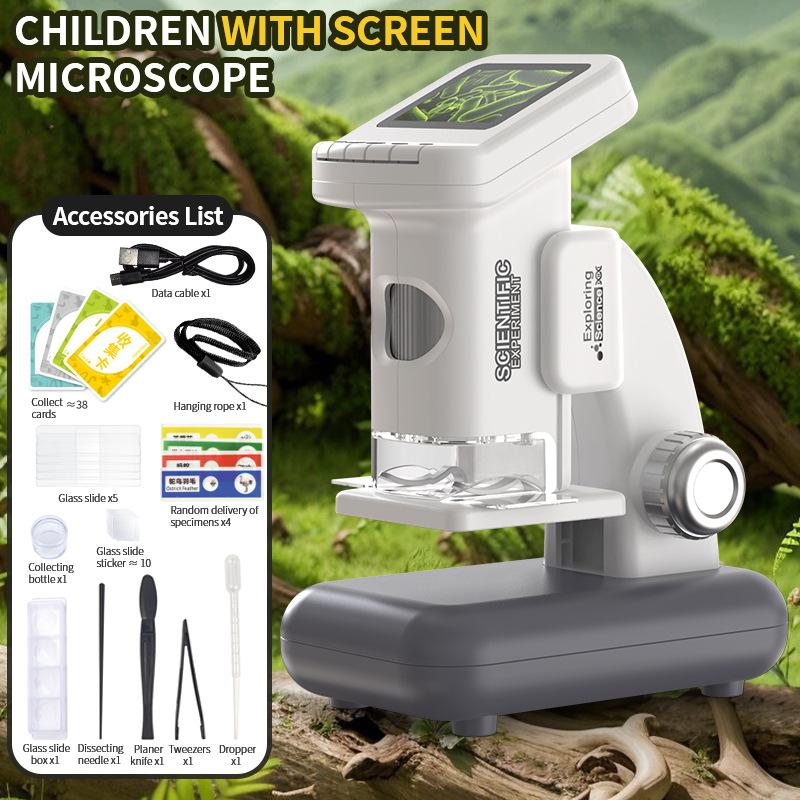 Children's Microscope, Portable Handheld Microscope, Student Science Experiment, Large Screen Desktop Microscope