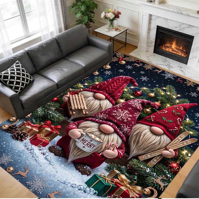 Christmas Printed Square Area Rug Soft Non Slip Floor Carpet For Bedroom Holiday Gift