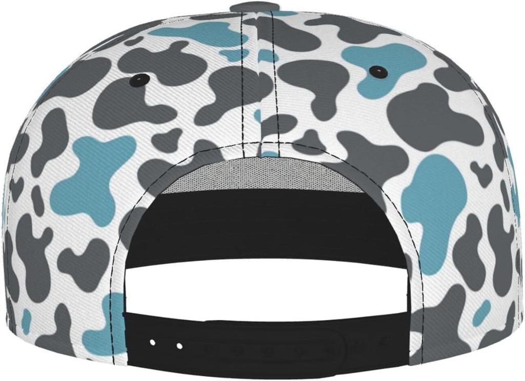 Blue Gray Cow Print Baseball Cap for Men Women Adjustable Trucker Hat Snapback Sun Dad Cap Lightweight Unisex for Summer