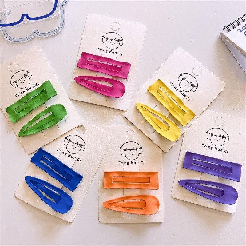 Korean Girls Candy Color Wave Hairpins Water Drop Square Snap Barrettes for Kids Hairpins Click Clack Headwear Hair Accessories