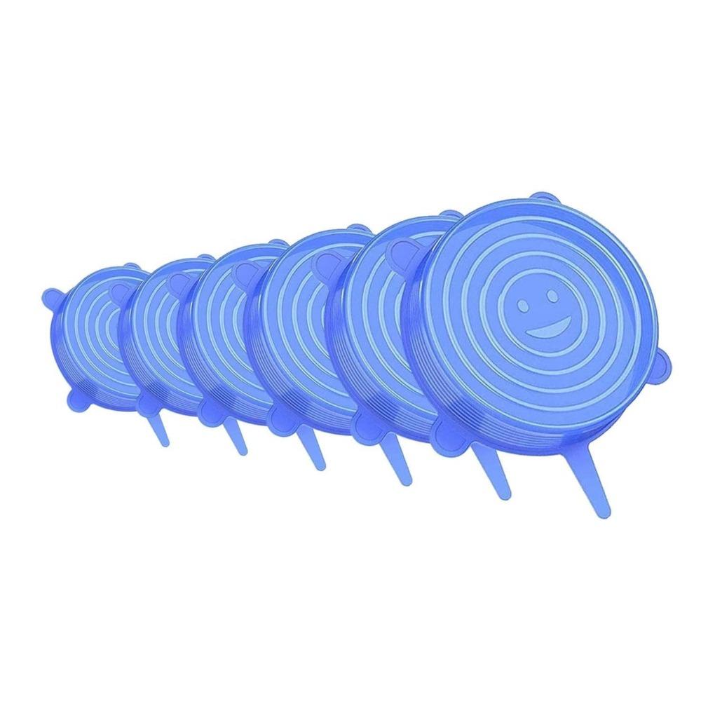 6 Pack Silicone Stretch Lids Food Storage Lids Flexible Round Silicone Bowl Lids 6 Different Sizes To Fit Most Containers