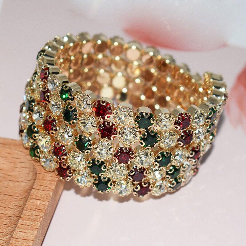 

Изысканный преувеличенный стразовый свадебный браслет для сценического выступления