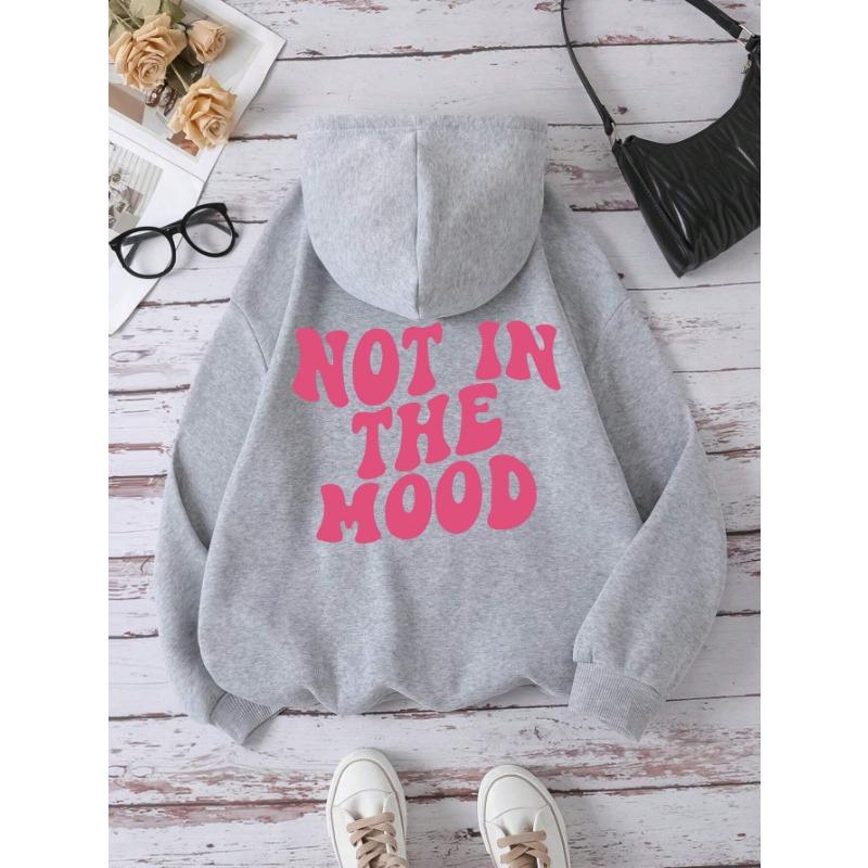 Not In The Mood Personality Letter Male Hoody Fashion S-XXL Autumn Sweatshirt High Quality Hooded Simple Casual Sportswear