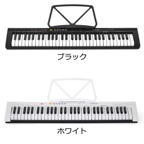 TORTE Electronic Keyboard, 61 Keys, Japanese Language, 300 Voices, Lightweight and Slim Design, TSDK-61/WH, Beginner's Edition, Includes Light Set Wit