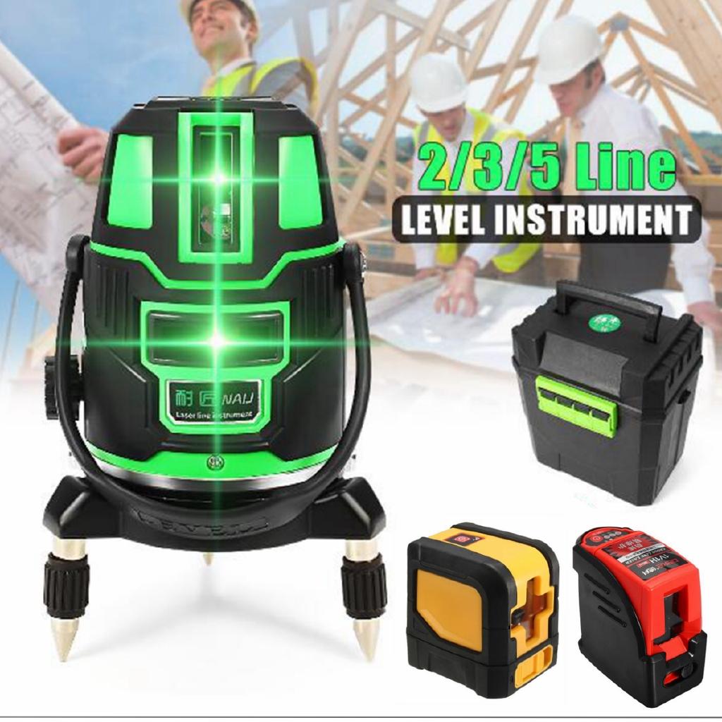 

2 линии/3 линии/5 линий Лазерный уровень с 5 перекрестными линиями Самонивелирующийся 360° Вращающийся лазерный измерительный инструмент Набор Для помещения/улицы Новый 2 line