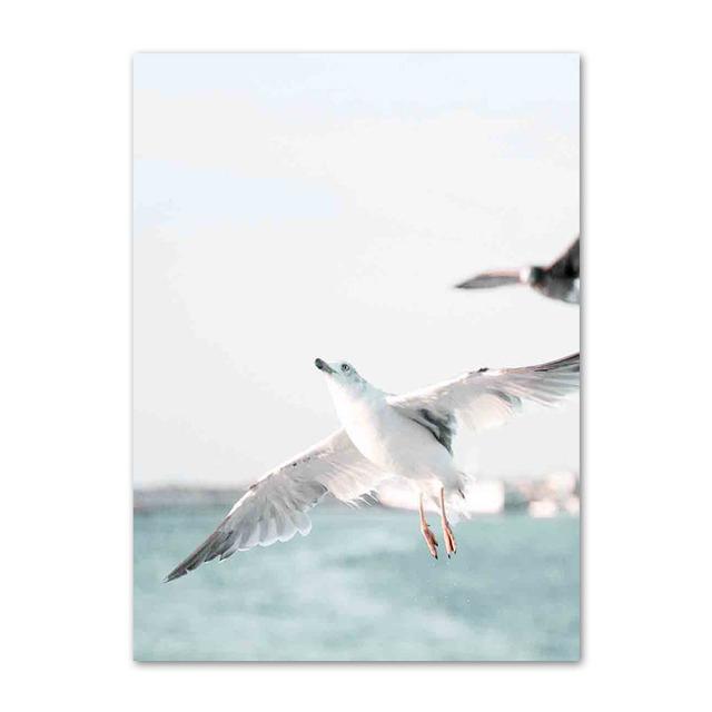 Nordic Posters and Prints For Wall Palm Tree Bird And Dolphin Beach Bridge Wall Art Canvas Painting For Living Room Decor