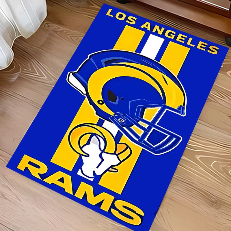 Los Angeles Rams Logo Print Area Rug - Soft, Washable Non-Slip Indoor Mat for Office Chairs, Living Room, Home Office Decorative Rug