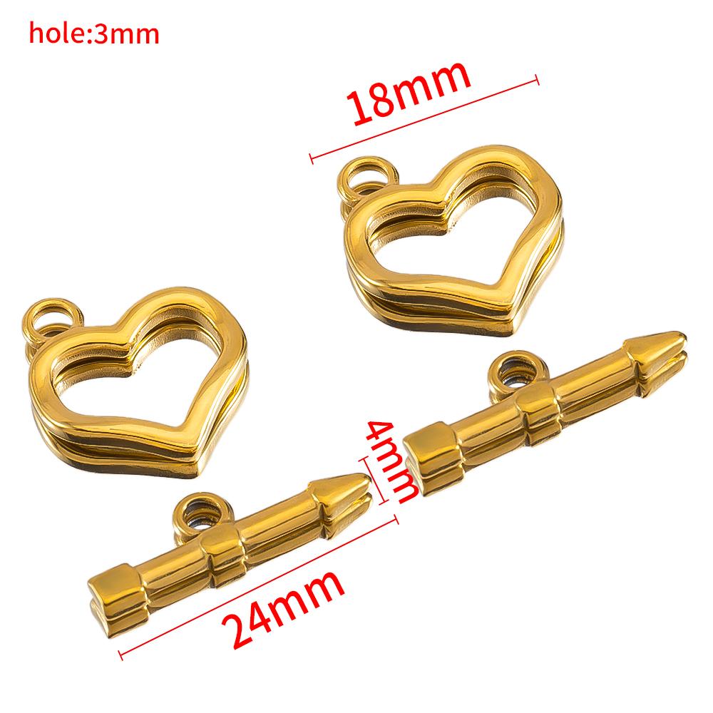 3sets/lot Stainless Steel Heart OT Toggle Clasp Hook Rings Connectors for DIY Necklaces Bracelets Accessories Jewelry Making