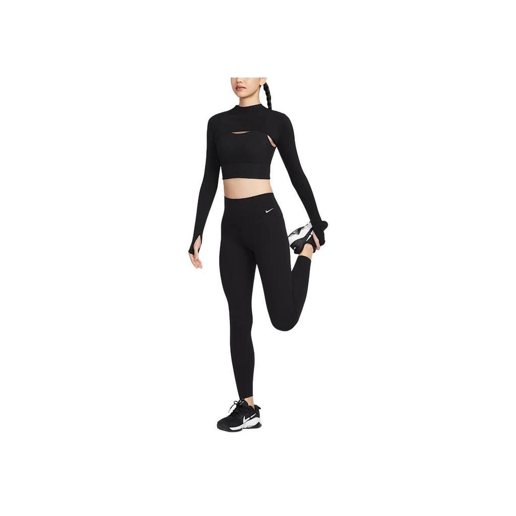 Nike Zenvy Dri-Fit Quick-Dry Long Sleeve Fashion Pullover Women Tops Black HJ1862-010