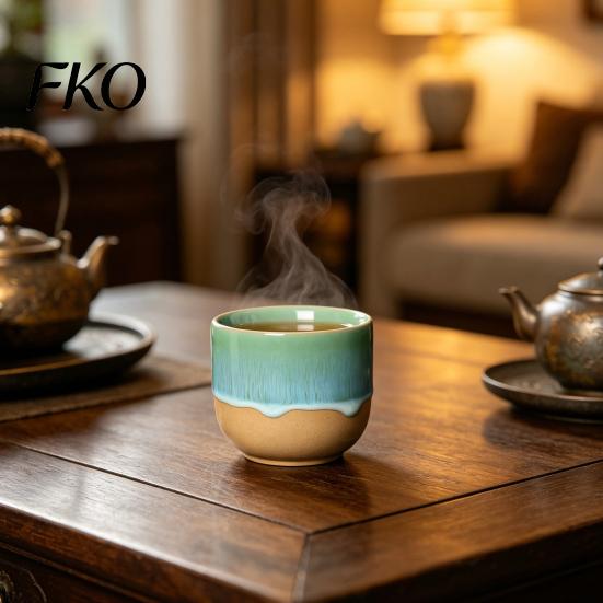 Tazza da Latte Ceramica Fatta a Mano Senza Manico per Bevande Calde Fredde 150ml Gres Rustico Tazza da Caffè Cappuccino Senza Gambo Tè Facile da Pulire Regalo Unico