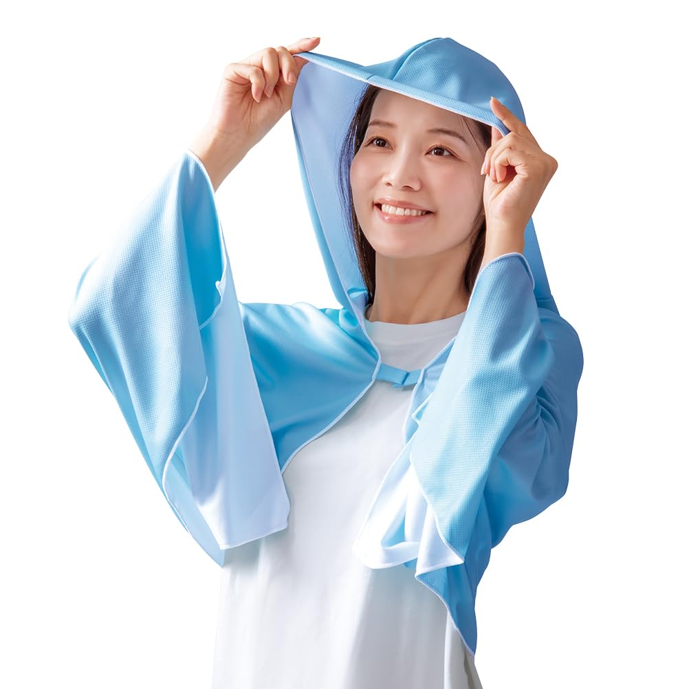 Alphax Resfriamento Resfriamento Contato UV Agite para Resfriar Magpita Sax 60 x 145 cm Poncho, Toalha, Resfriamento, Resfriamento, Proteção, Gel de Água, Poncho, Azul, Com Capuz,