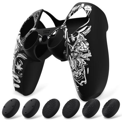 PlayVital Pure Series Patroonontwerp Beschermhoes van Siliconen Compatibel met PS5 Zachte Rubberen Grip Case Compatibel met PS5 Wordt geleverd met 6 Thumbstick