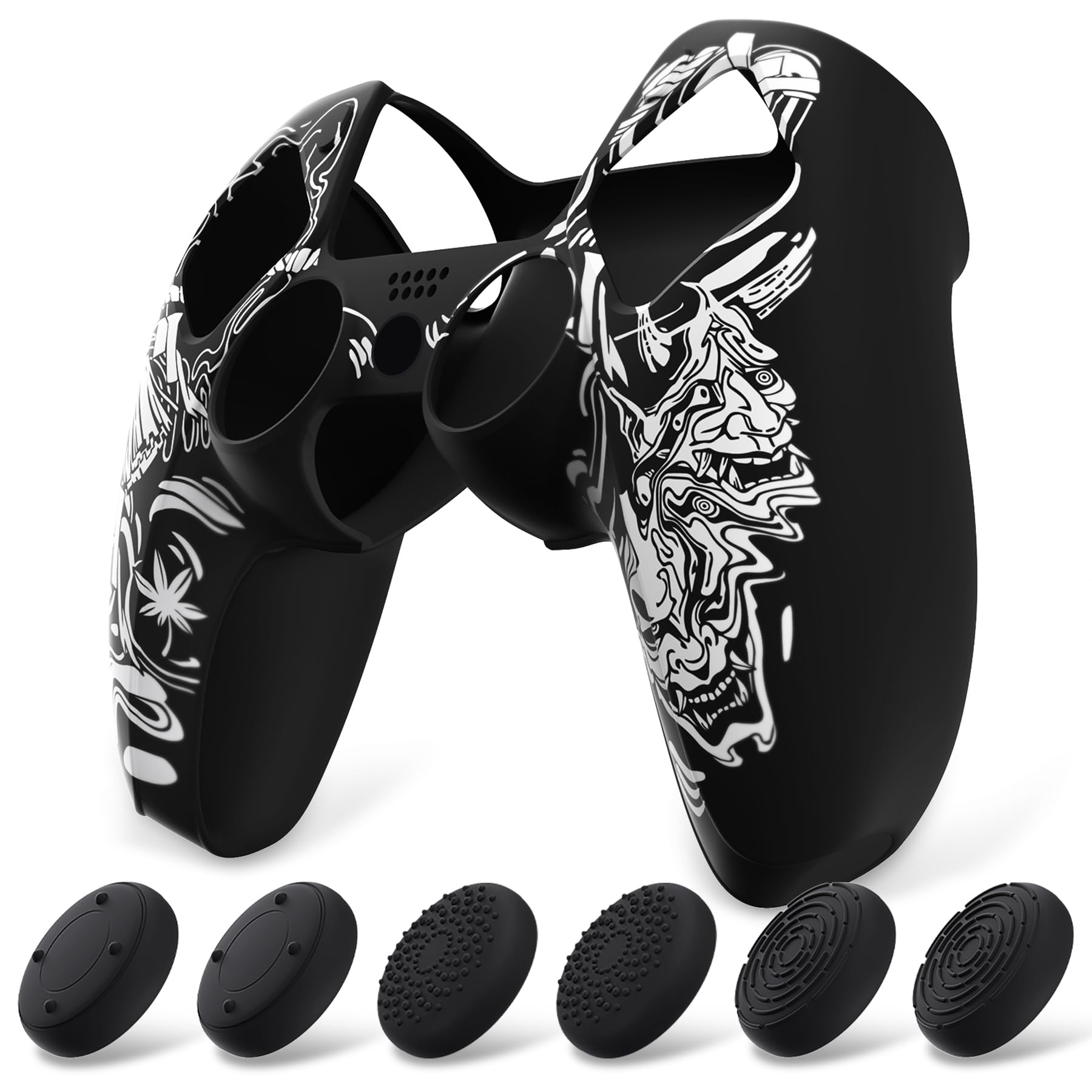 

PlayVital Pure Series Pattern Design Protective Silicone Cover Compatible with PS5 Soft Rubber Grip Case Compatible with PS5 Comes with 6 Thumbstick