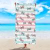 1pc Cute Love Bow Pattern Ultra-fine Fiber Beach Towel, Beach and Swimming Quick Drying Absorbent Beach Towel