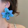 Silver Needle Flower Stud Earrings Epoxy Resin Vacation Style Earrings  Women