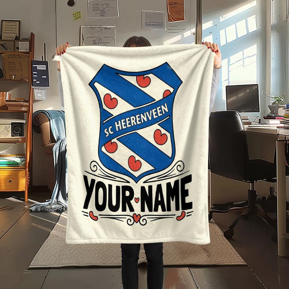 Custom Name SC Heerenveen Flannel Blanket, High quality Comfortable for All Seasons, Home Decor, Warmth and Comfort