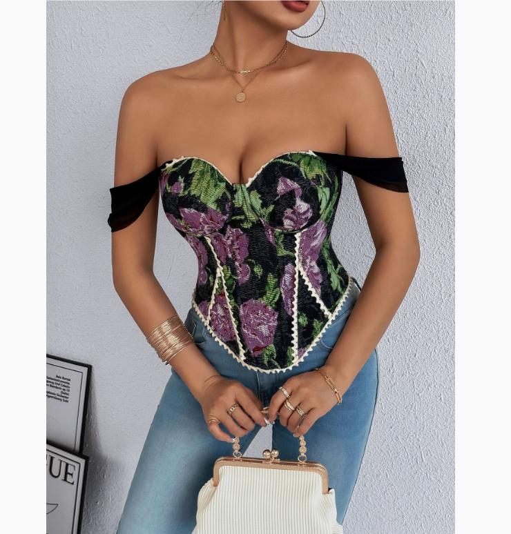 Women Strap Vintage Lingerie Camisole Sleeveless Lace Up Backless Mini  American Retro Slim Sexy Print Tank