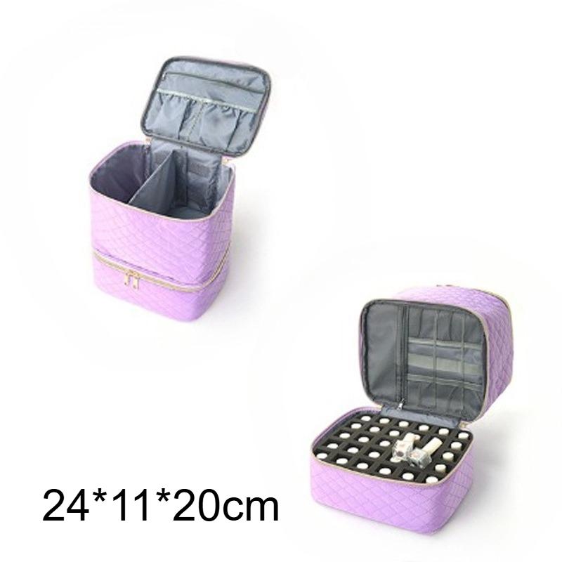 Portable Nail Polish Storage Bag Essential Oil Bag Cosmetic Nail Care Kit Nail Care Tool Storage Box Double Layer 30 Compartment