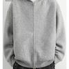 Legible Autumn Winter Casual Sweaters Men Solid Color Hooded Sweatercoats Male Loose Zip-up Knitted Cardigan Man