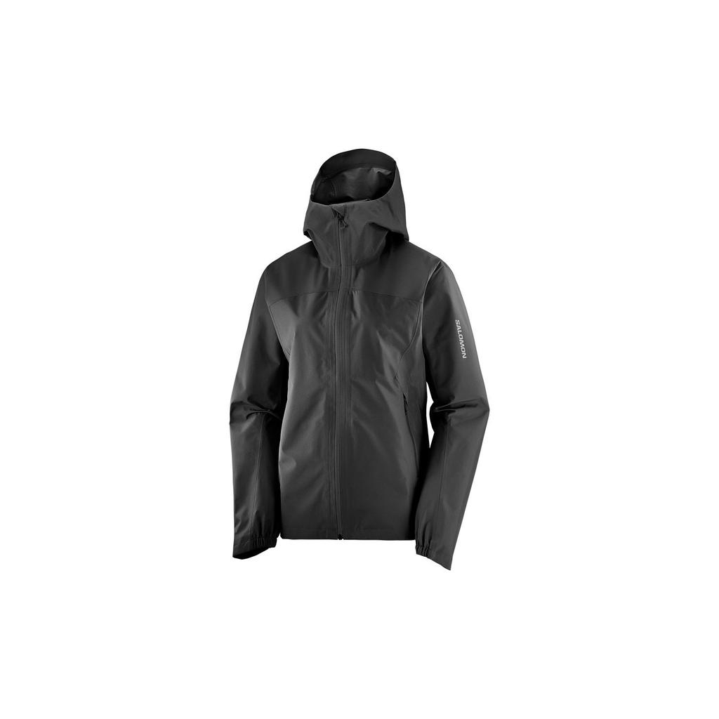 Salomon All-Weather Series Letter Print Waterproof Oil-Resistant Hooded Zip Jacket Unisex Jacket Black C21109