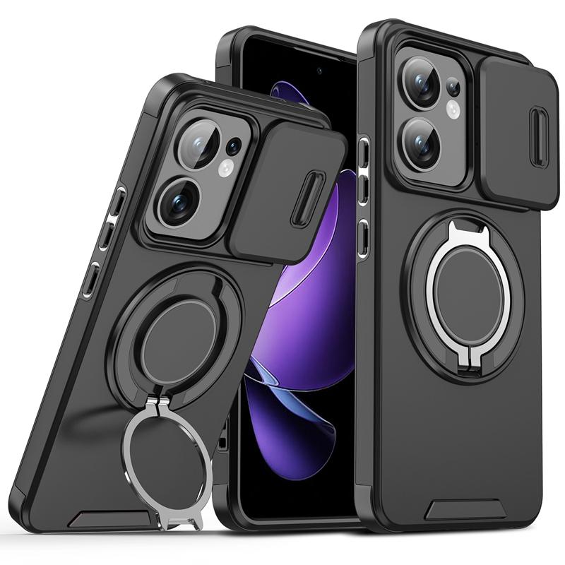 Armor Shockproof Magnetic Ring Stand Holder Case For OPPO Reno 13 13F 13 F Reno13 Pro 5G Slide Lens Protect Cover