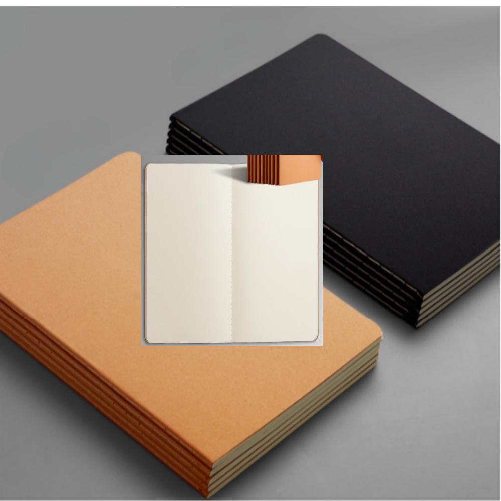 Kraft Total 10pcs Note(mainly Sketch, No Lined)book Brown(5 pcs)+Black(5 Pcs) A5 Set