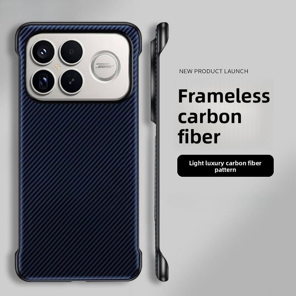 Business Carbon Fiber Texture Frameless Case For XiaoMi POCO F8 Ultra F8 Pro Anti-Drop Magnetic Charging Slim Protective Cover
