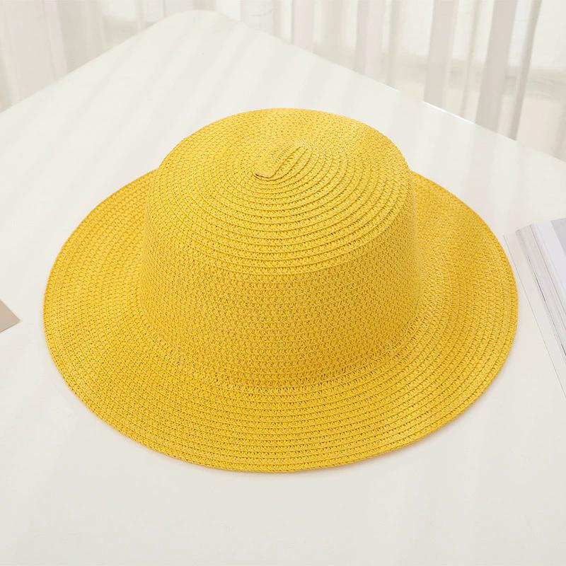 New Women's Summer UV Protection Sweet Ribbon Seaside Vacation Sunshade Bucket Hat Bow Large Brim Straw Hat
