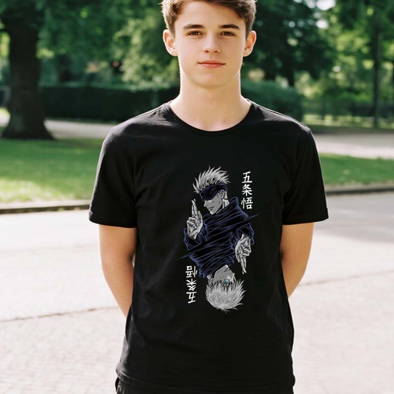 Anime Jujutsu Kaisen Satoru Gojo Printed Kids O-Neck Short Sleeve Children T Shirtt Boys Short Sleeve Summer Top Teenage Shirt XS чёрный 1149₽