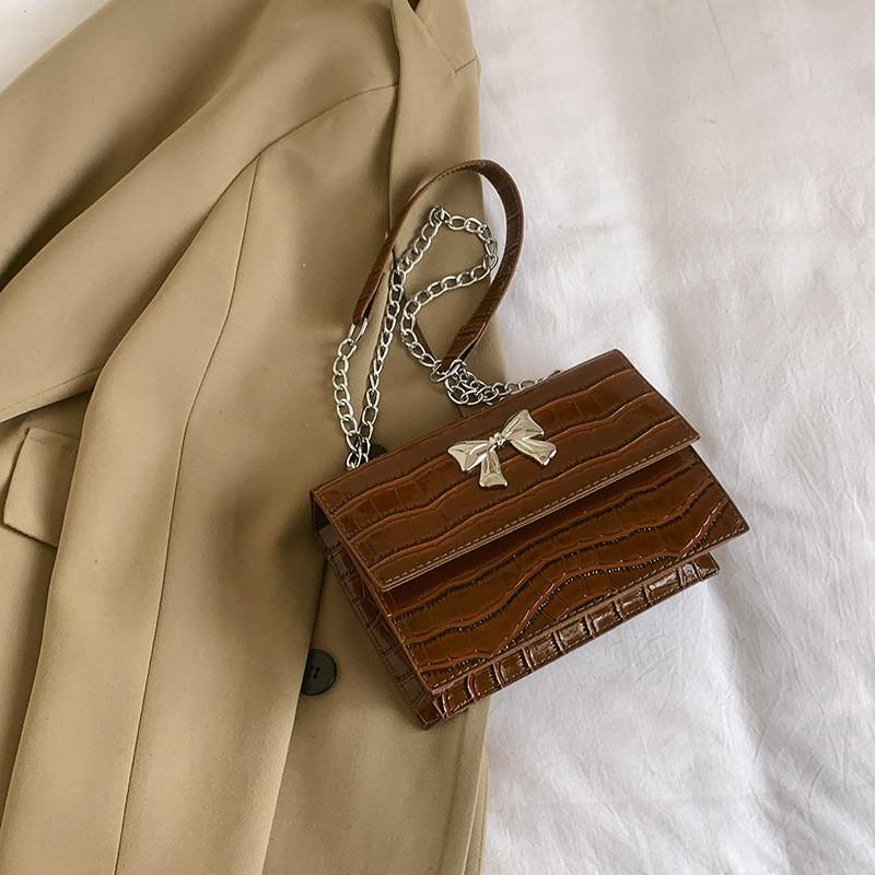 Stylish Pu Material Fashionable Small Square Bag For Everyday Casual Use коричневый