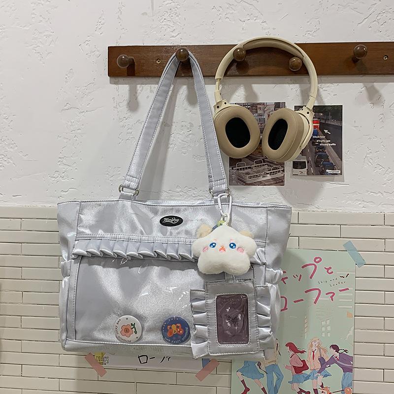 Japanese Girl Style Versatile Transparent One Shoulder Student Bag Small Fresh Pain Bag Large Capacity Student Style Class Bag