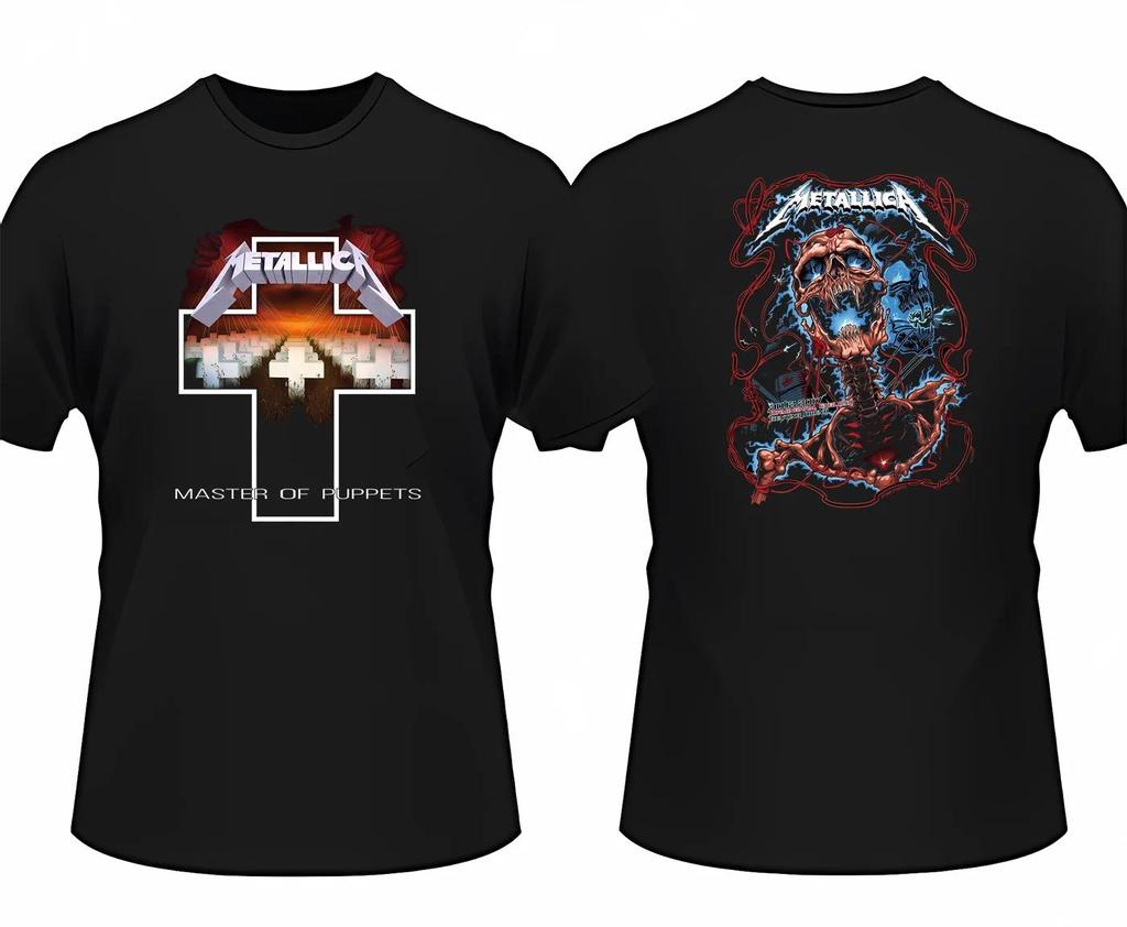 Unisex, Metallic Retro Metal Ready Hell Tour Black Graphic T-Shirt WoUnisex Tops Skull T-Shirt Harajuku Casual Shirt Unisex